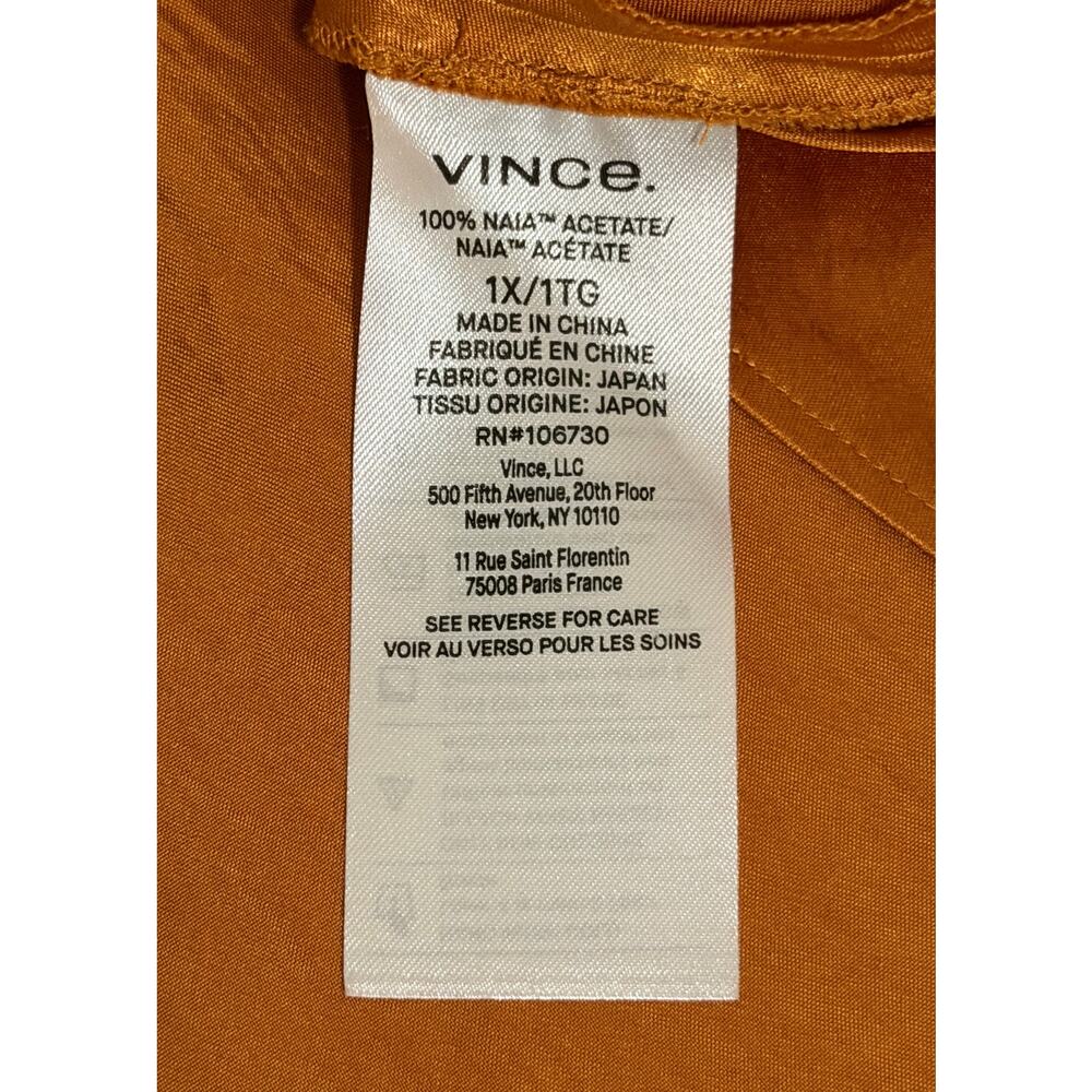 Vince Satin Midi Slip Skirt Gold Sap Orange 1X Luxurious Chic Classy - Picture 12 of 14